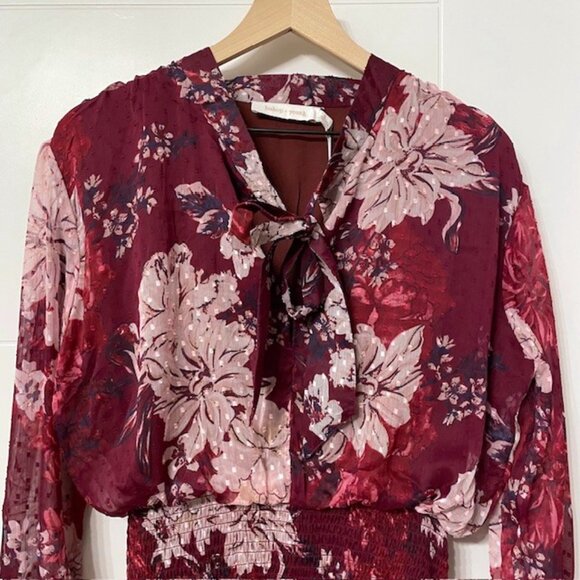 NWT Bishop + Young Cameo Midi Floral Long Sleeve Dress Dahlia Size Large - Picture 4 of 16
